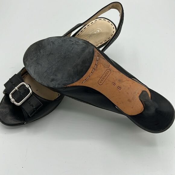 Coach Miranda Open Toe Slingbacks - Black -  Size 8B B37 - Picture 9 of 9